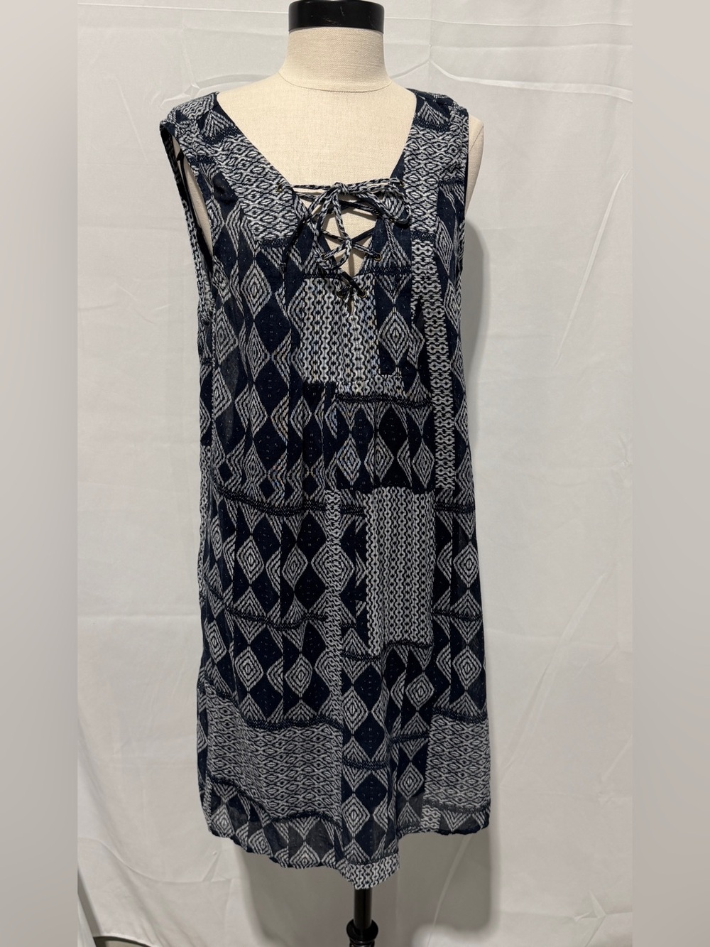 Velvet by Graham & Spencer 100% Cotton Navy Dress, Size Small